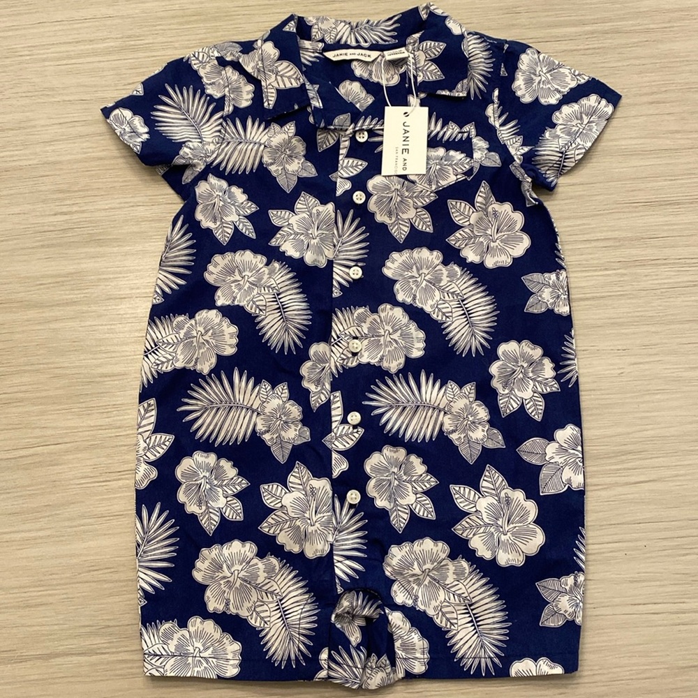 Janie and Jack tropical print Romper, Size 12-18 months, NWT